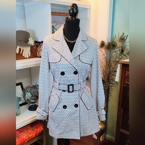 Moon Collection Trench Coat Size Small Geographic Pattern